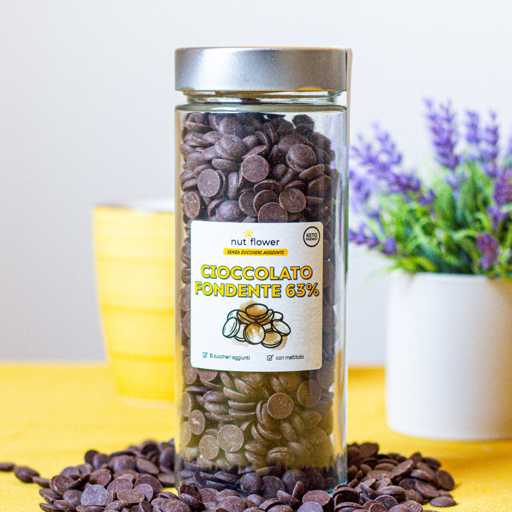 Pepite di cioccolato fondente 63% - senza zuccheri aggiunti